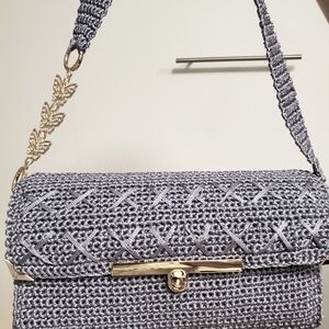 Elegant Gray Woven Handbag